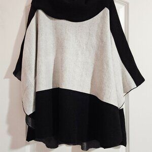 Fever Black & White Poncho Sweater